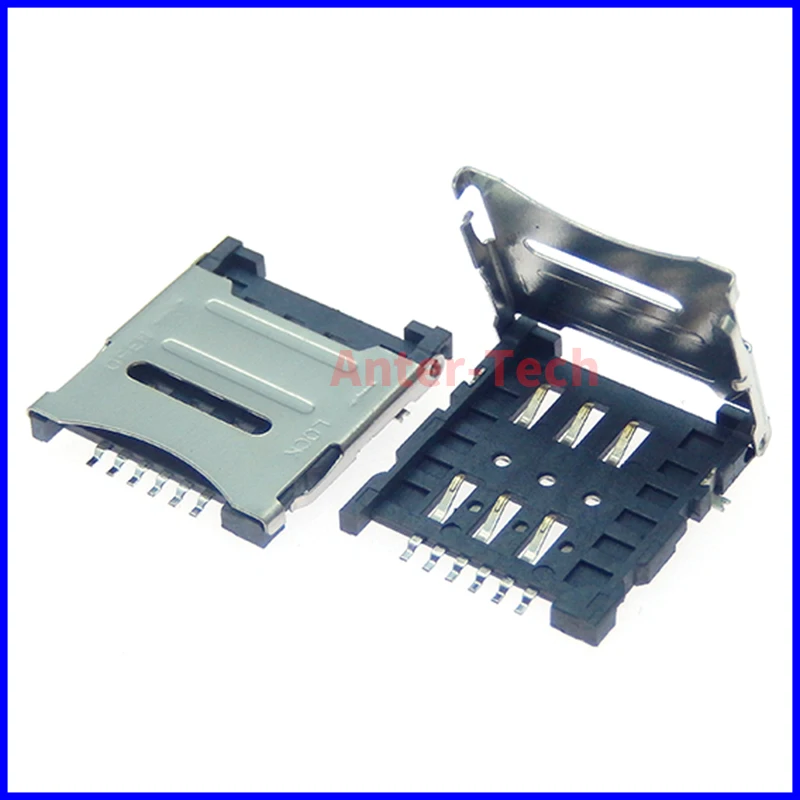 5 Pz/Lotto Clamshell Small Card Micro Sim Card Holder 6P Sim Card Holder 6Pin Card Slot Sim Card Holder 5