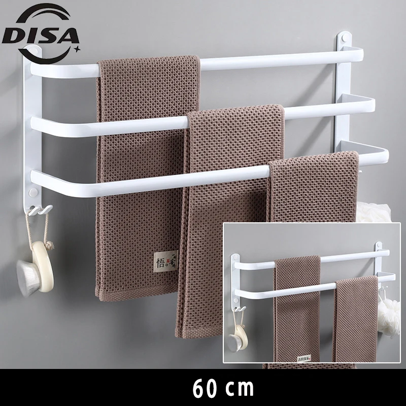 

60cm White Towel Hanger Wall Mounted Towel Rack Bathroom Space Aluminum Fashion Towel Bar Rail Matte White Towel Holder