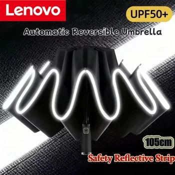 Ombrello Lenovo Antivento Robusto con Striscia Riflettente, Ombrello Pieghevole Automatico Invertito, Ombrello Anti-UV Isolante Portatile
