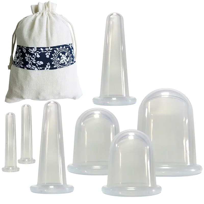 2/4/7Pcs Set Silicone Anti Cellulite Cup Vacuum Massage suction Cups Body Pain Relief Roller Manual Suction Cups Cupping Therapy
