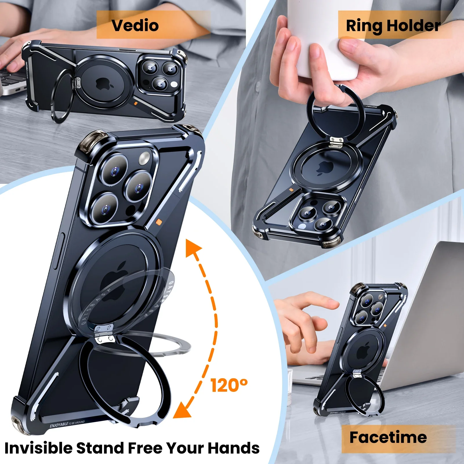 Oatsbasf Z Shape Metal MagsafePhone Case for iPhone14/Plus