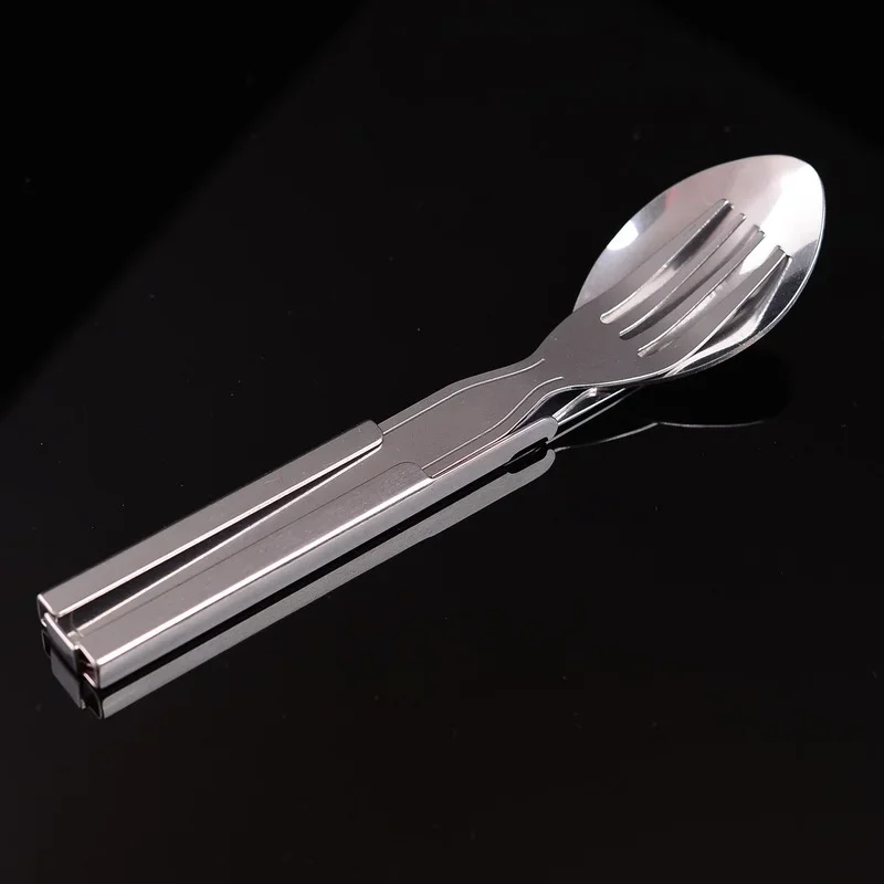 Description Picture 3 of itemPortable Stainless Steel Dinnerware Set: 4pcs/set Fold Knife, Spoon, Fork for Camping and Cooking