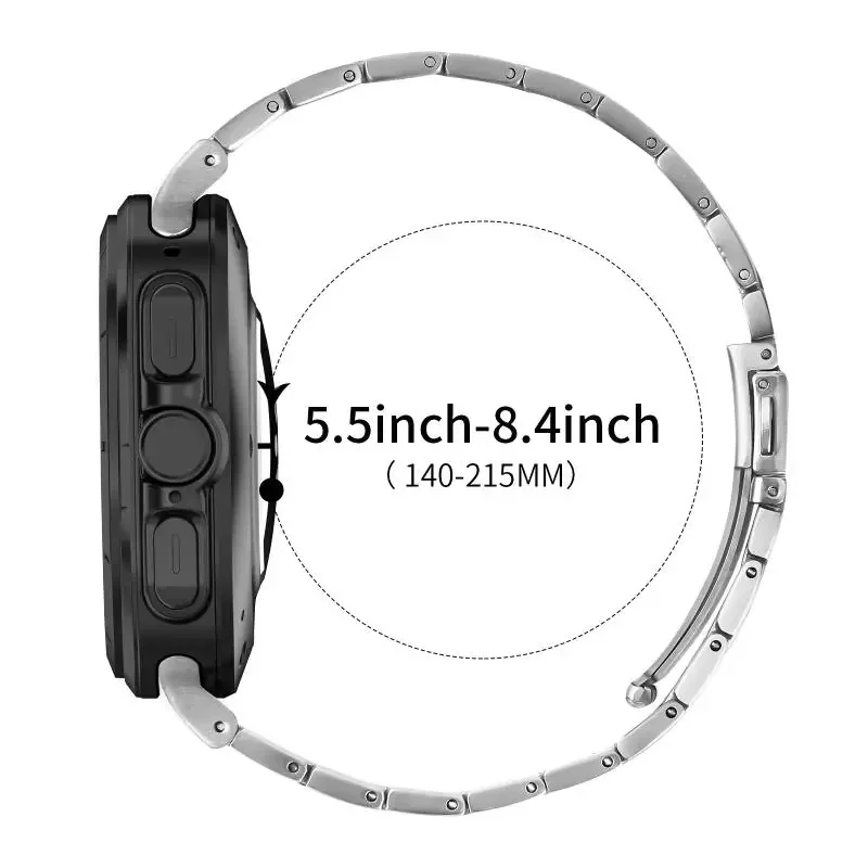 22mm Stainless Steel Men's Smartwatch Bracelet