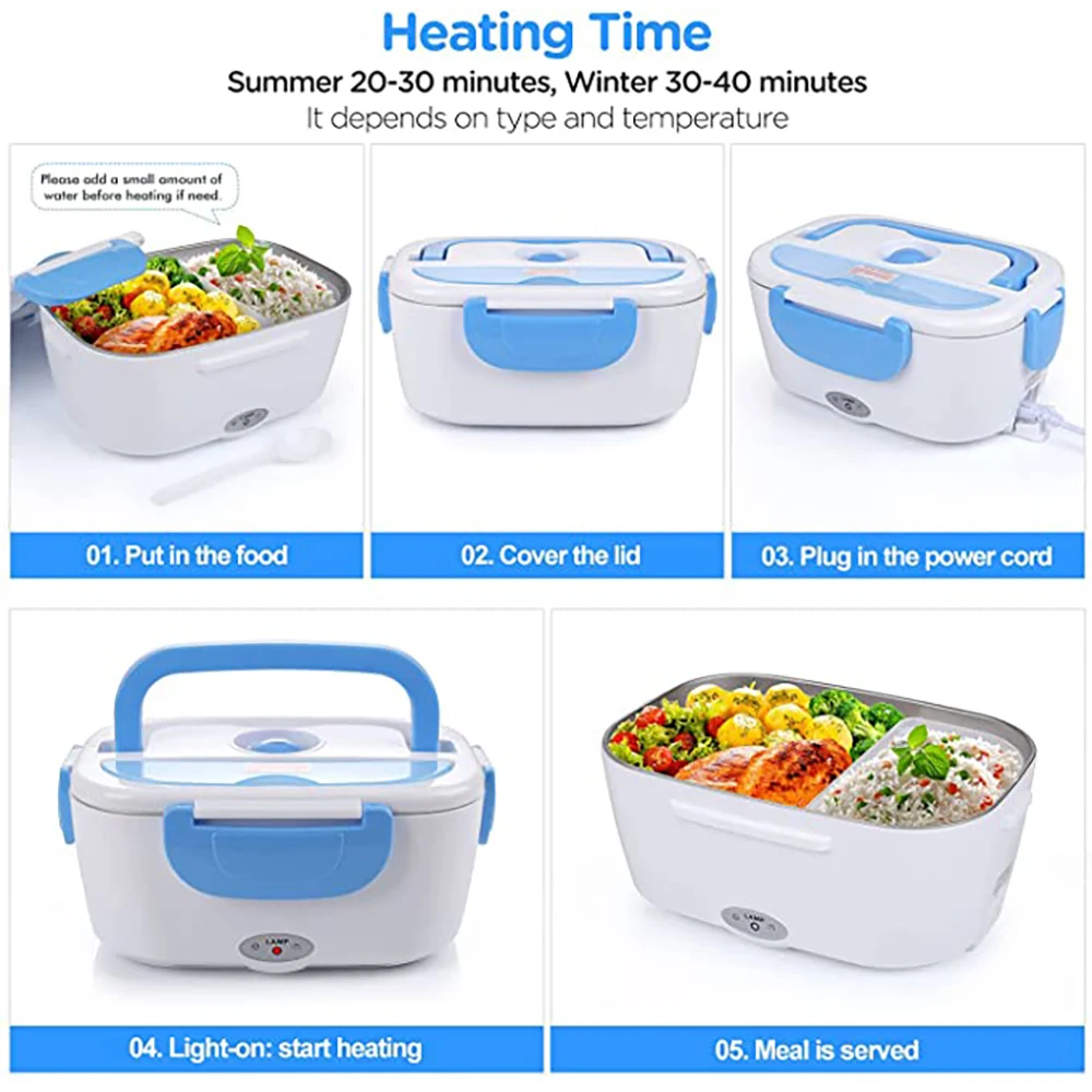 Dropship 1.5L 40W Electric Heating Lunch Box Food Warmer Stainless