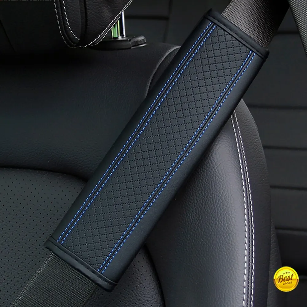 PU Leather Embossed Seat Belt Shoulder Cushion - Comfort & Protection Accessory