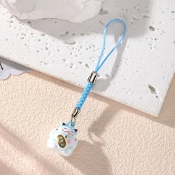 Lucky Cat Cartoon Phone Charm Keychain - Adorable Birthday Gift (Sky blue)