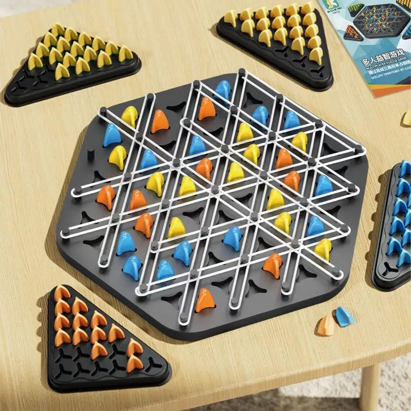 Geometry Chain Chess Puzzle Chain Triangle Chess Desktop Rubber Band triangle Strategy Board Game for Strategy Puzzle toys