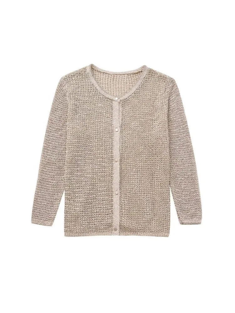 

Kumsvag 2023 Womens Summer Cardigan Sweater Fashion Solid O-Neck Single Breasted Knitting Female Elegant Casual Sweaters Clothes