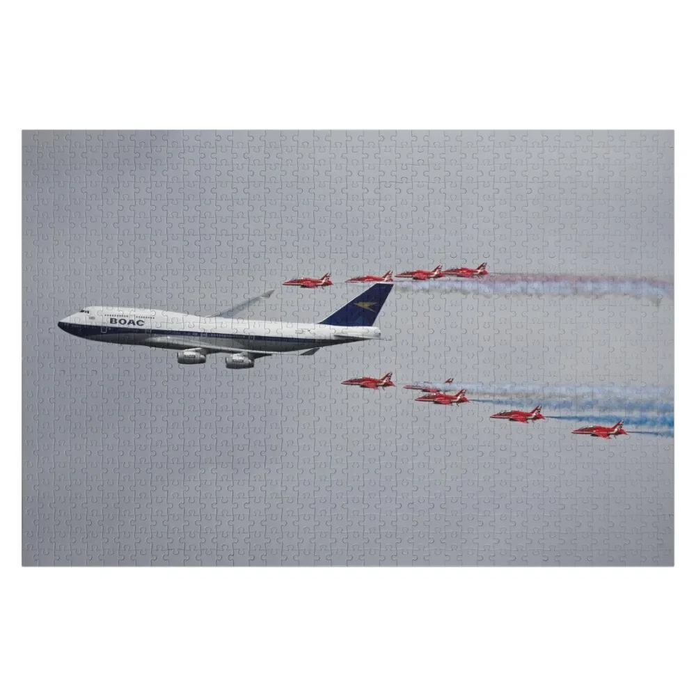 

BOAC liveried 747-400 flying with the Red Arrows Jigsaw Puzzle Custom Gifts Personalized Gift Married Puzzle