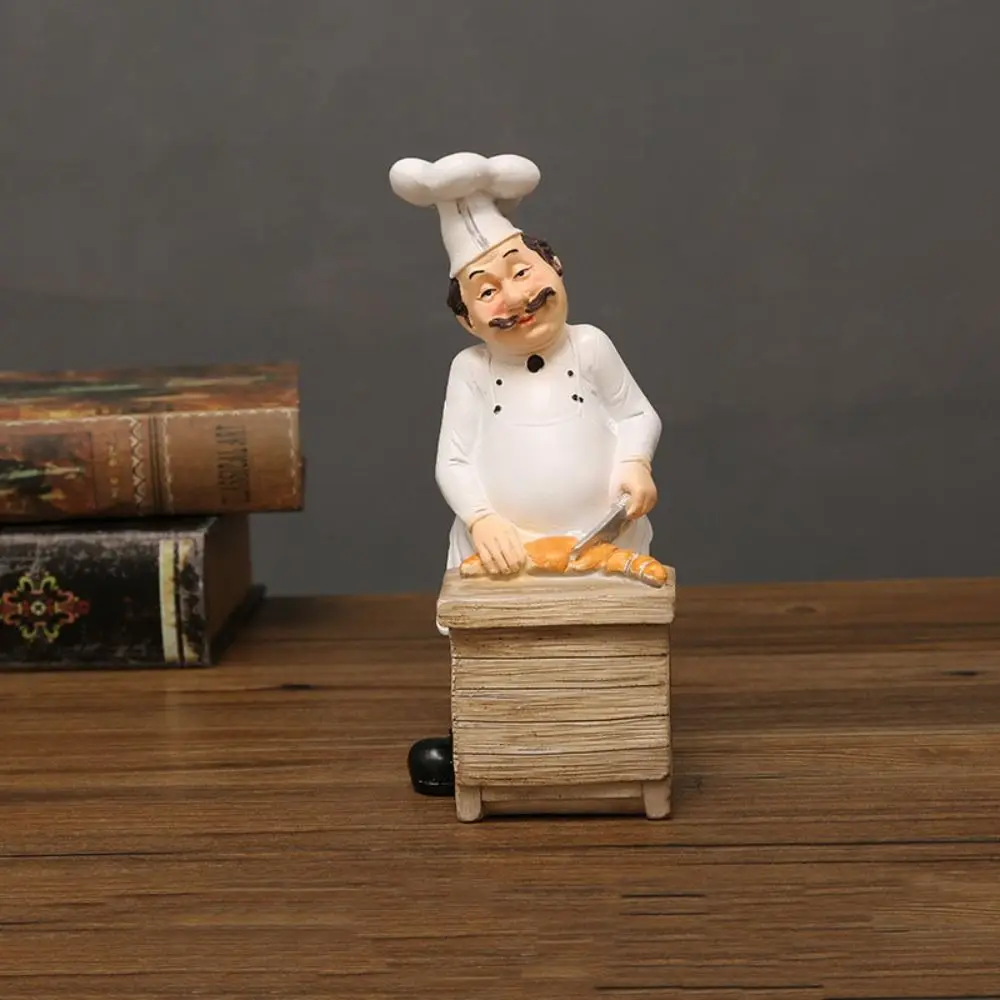 Handicraft Rustic Bakery Chef Resin Statue Model Simulated Farmhouse Cake Shop Decor Display Funny Doll Kitchen Chef Figurine