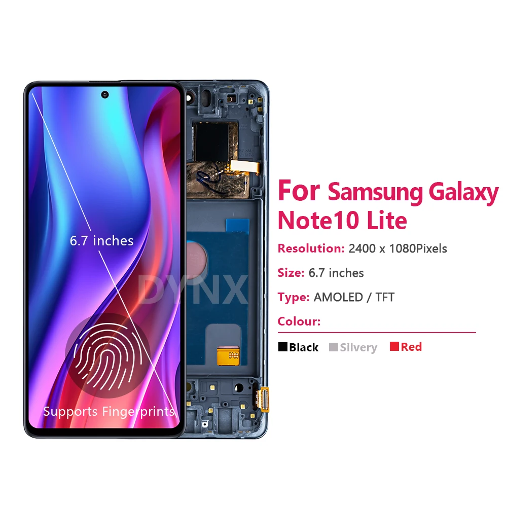 삼성에 적합한 갤럭시 노트용 슈퍼 AMOLED 스크린, LCD 디스플레이, 디지털 터치 스크린, 프레임 교체, 갤럭시 노트 10 라이트 N770 N770F/DS