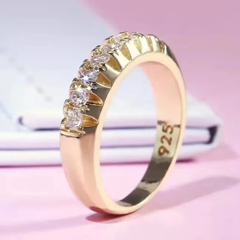 New Fashion Single Row Geometric Ring Women Light Luxury Shiny Zircon Ring Female Exquisite Jewelry Accessories طيز بنات صغار
