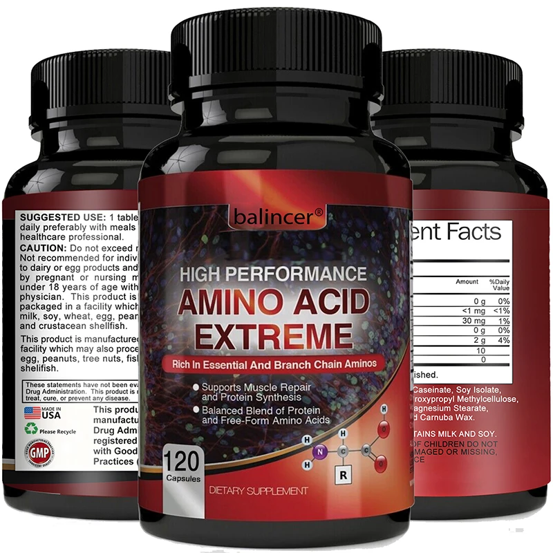 Bodybuilding Amino Acid Capsules - Branched Chain Amino Acid Helps Muscle Mass and Endurance, Promotes Calcium Absorption