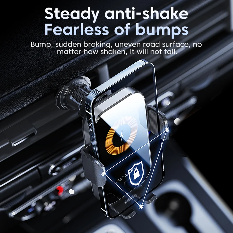 Universal Wireless Charger Auto Car Mount Phone Holder Stand 15W Fast Charging For IPhone Xiaomi Samsung Intelligent_voghion.com