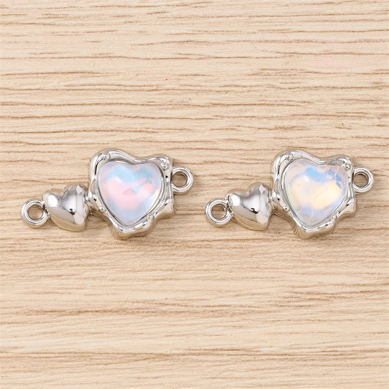 5 Stück 22 x 11 mm niedliche Kristall-Liebesherz-Anhänger-Verbinder für die Schmuckherstellung, DIY-Armbänder, Halsketten, Ohrringe, handgefertigte Kunsthandwerke, Geschenke – Detail 6