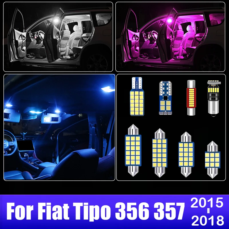 

For Fiat Tipo 356 357 2015 2016 2017 2018 9pcs Car LED Bulbs Interior Dome Reading Lamp Glove box Trunk Lights Accessories