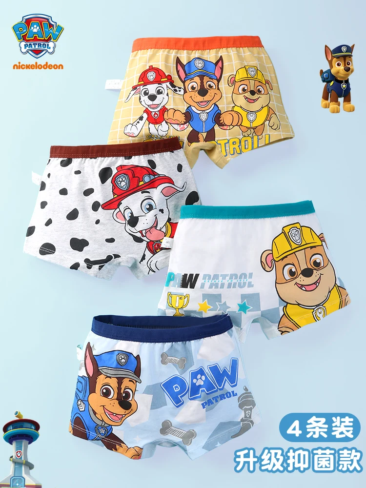Boys Underwear 4PCS/SET Genuine Paw Patrol Cotton Breathable Underwear 3-7-9-10-year-old kids Four Corner briefs Children Gift