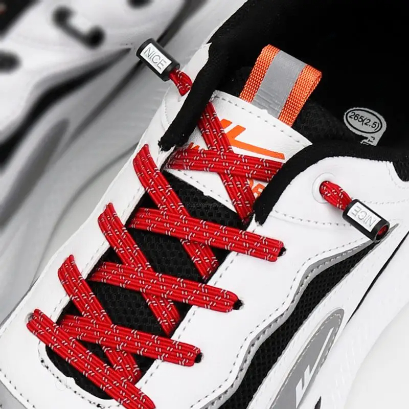 1 Pair Reflective Shoelaces Without Ties Elastic Shoe Laces Flat For Sneakers Rubber bands Lazy Shoes Lace Accessories Unisex