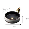 Antique Bathroom Sink Round Bowl Basin Washroom Ceramic Washbasin Balcony Countertop Art Basin with Faucet 2