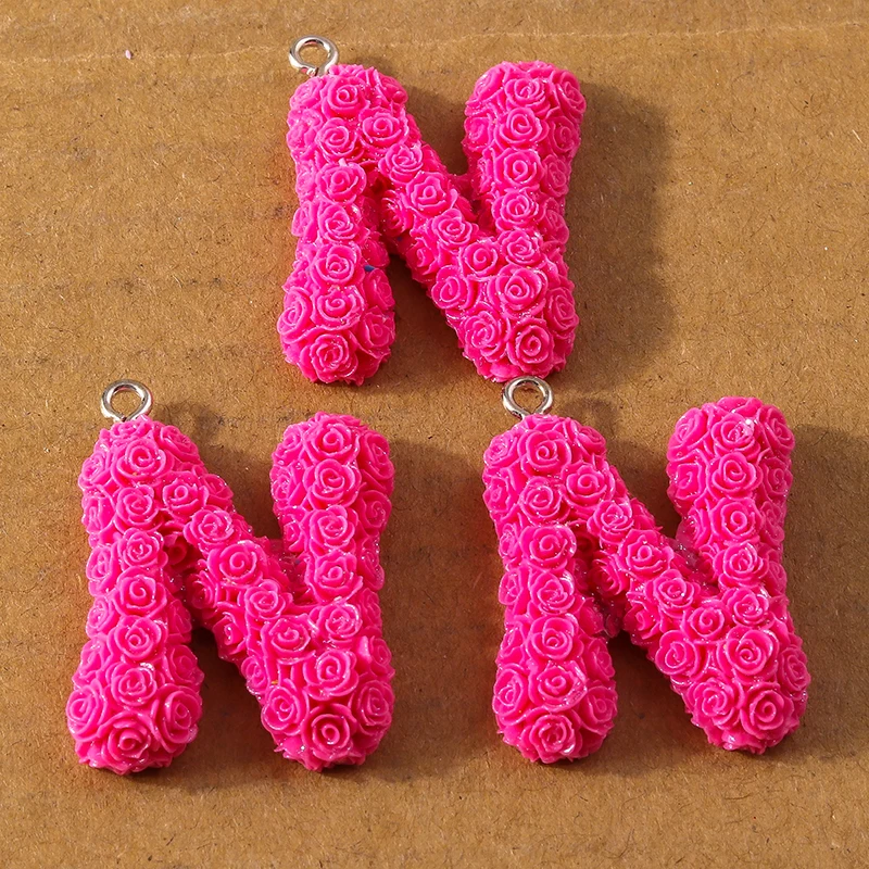 10 Stück Rosenblüten-Anhänger mit kreativen Initialen, 26 Buchstaben von A-Z, Alphabet-Anhänger für Schmuckherstellung, Ohrringe, Halsketten, DIY-Zubehör – Detail 16