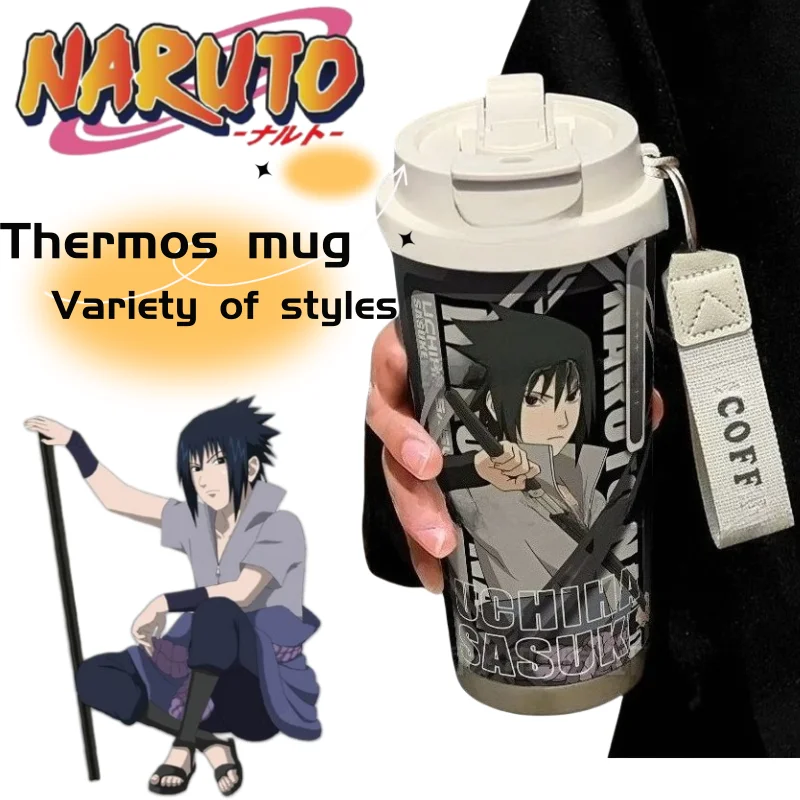 Uchiha Sasuke coole kreative Persönlichkeit Kawaii exquisites Stroh mit großer Kapazität und Schnur Cartoon Thermosbecher Geburtstagsgeschenk