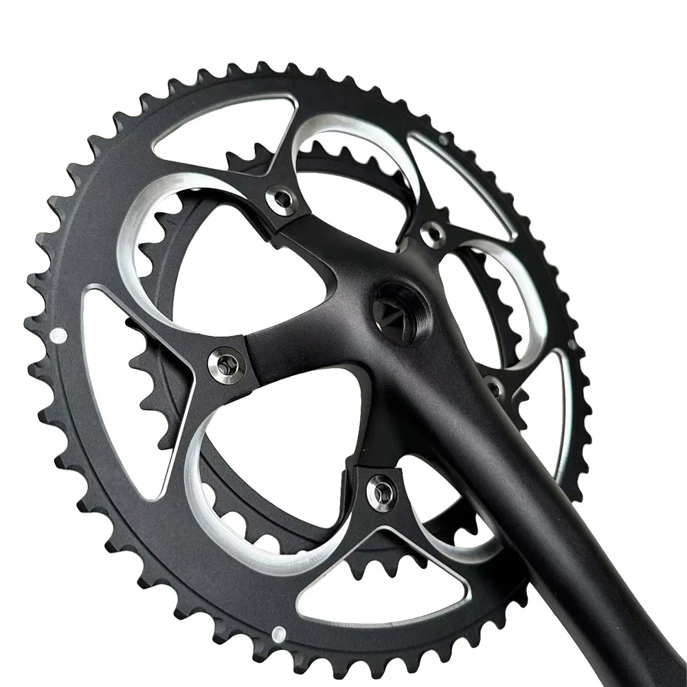 110BCD 5 Bolzen Kettenblatt 2X Rennrad Kettenblatt Doppelkurbel Set Kies Fahrrad Krone 34T 50T Kettenblatt 110mm Spur Fahrradteile – Detail 8