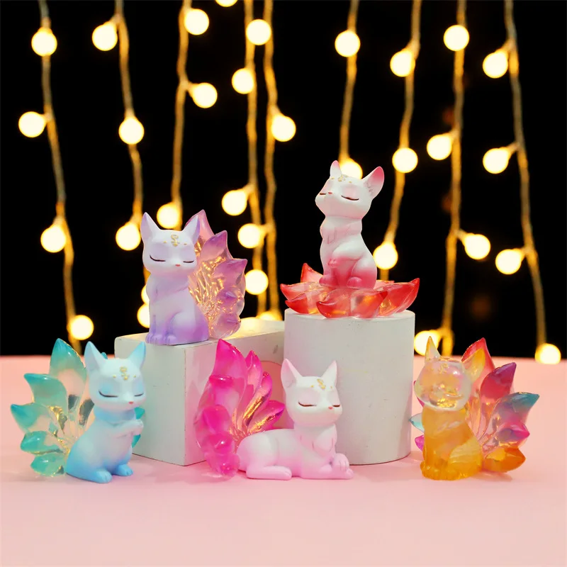 

4Pcs/Set Nine Fox Fairy Blind Box Toys Mystery Box Mistery Figure Caja Misteriosa Surprise Box Kawaii Toy Model Birthday Gifts