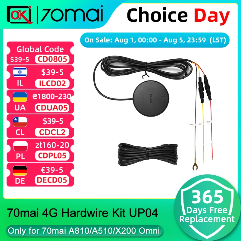 (新品)70mai Dash Cam Omni 32GB+Hardwireキット Amazon.com: 70mai 4G Hardwire Kit UP05, 4G Support, Type-C