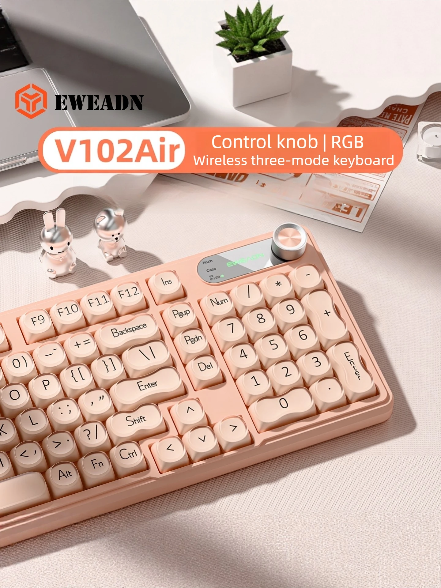EWEADN V102Air 무선 키보드 98키 RGB 블루투스 트라이 모드 게이밍 키보드 인체공학적 2000mAh 충전식 게임용 사무용