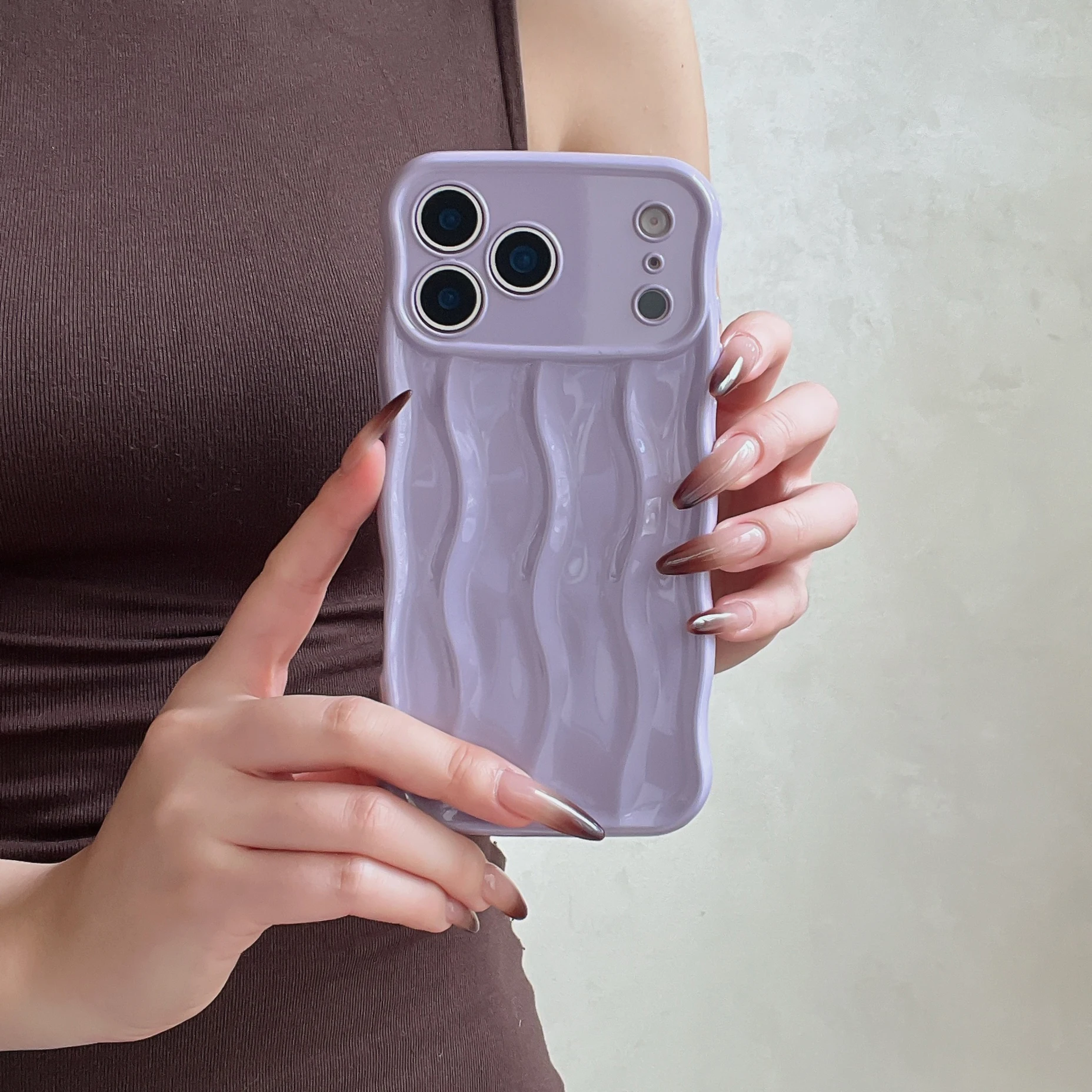Glossy 3D Water Ripple Pattern Shockproof Phone Case - Soft TPU, Anti-drop Protection