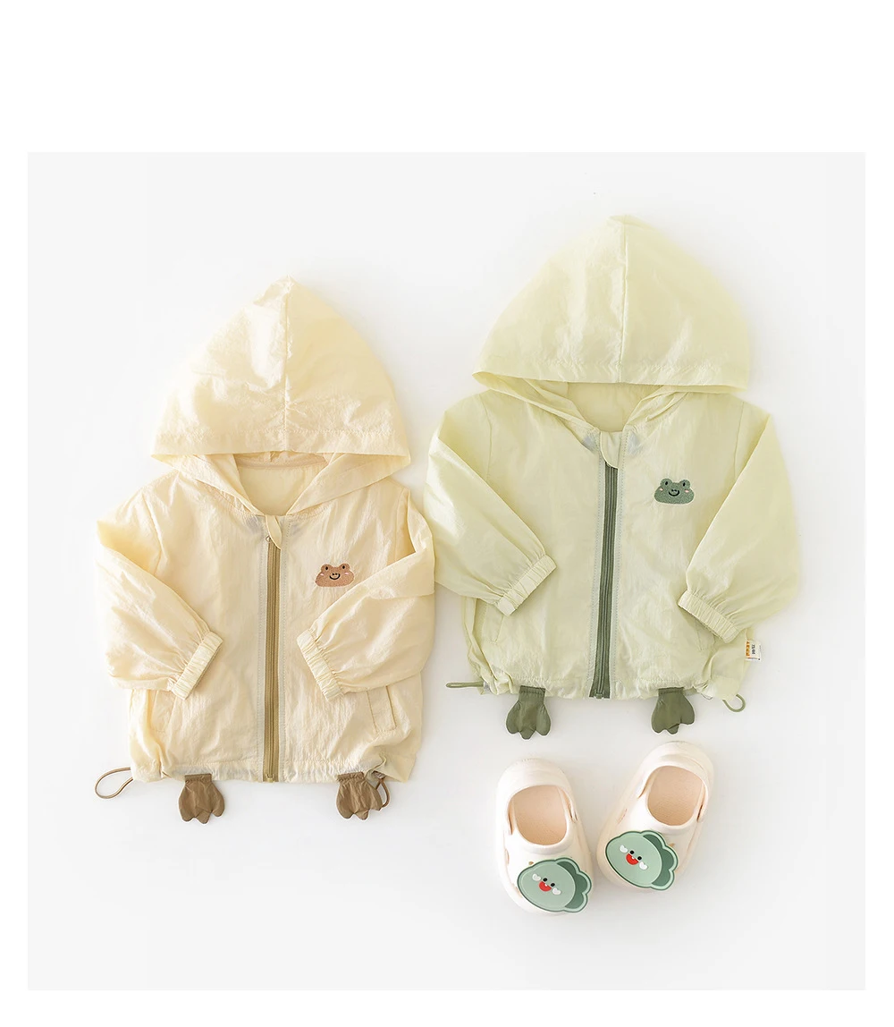 Description Picture 4 of itemMILANCEL New Summer Baby Hooded Sun Protection Clothing Toddler Boys Cartoon Frog Coat Girls Thin Style Tops