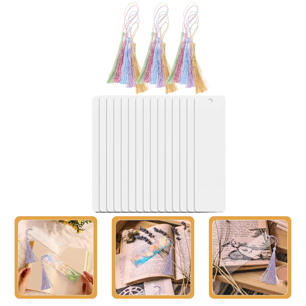 

15 Sets of Acrylic Bookmarks Tassels Set Bookmarks Page Marker Blank Bookmark for Crafts
