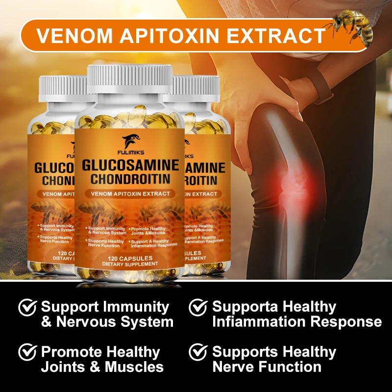 Glucosamine Chondroitin Capsules Vitamin C Nutrition Dietary Supplement Bone Knee Back Health Joints Mobility