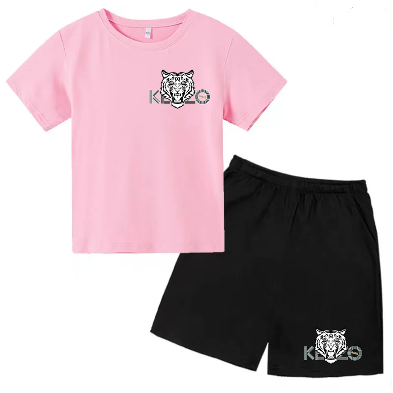 Kids Set Cartoon Print Kids Summer Boys Girls Sports T-shirt Set Casual Short Sleeve Shorts 2-piece 3-13 Years Old