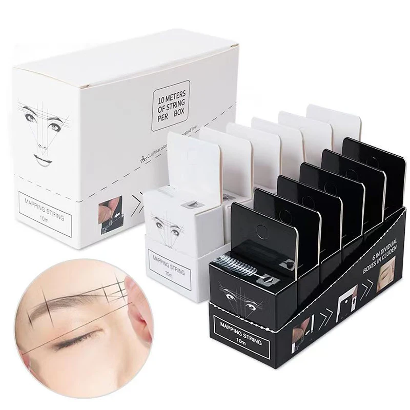 6pcs Marker Thread Tattoo Brows Thread Eyebrow Semi Permane Ruler Auxiliary Line Drawing With Ink Positioning Mapping Line Tool metal eyebrow positioning semi permanent line ruler horizontal marking arcuate ruler microblading level eyebrow tattoo brow rule