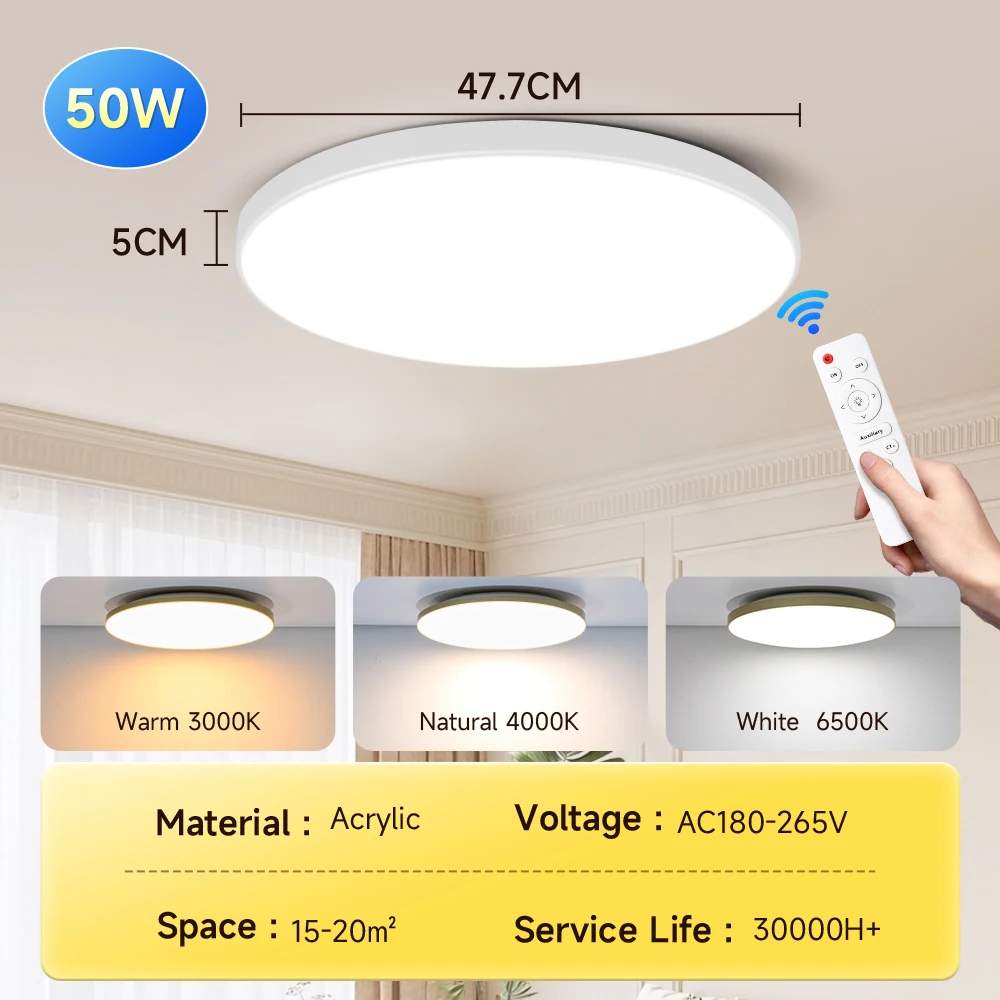 Enhanced Multicolor Dimmable LED Ceiling Lamp with Remote Control