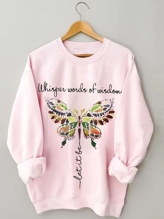 

Watercolor Butterfly Print Pullover Casual Crewneck Sweatshirt Women's Leisure Oversized Hoodie Loose Tops Clothes