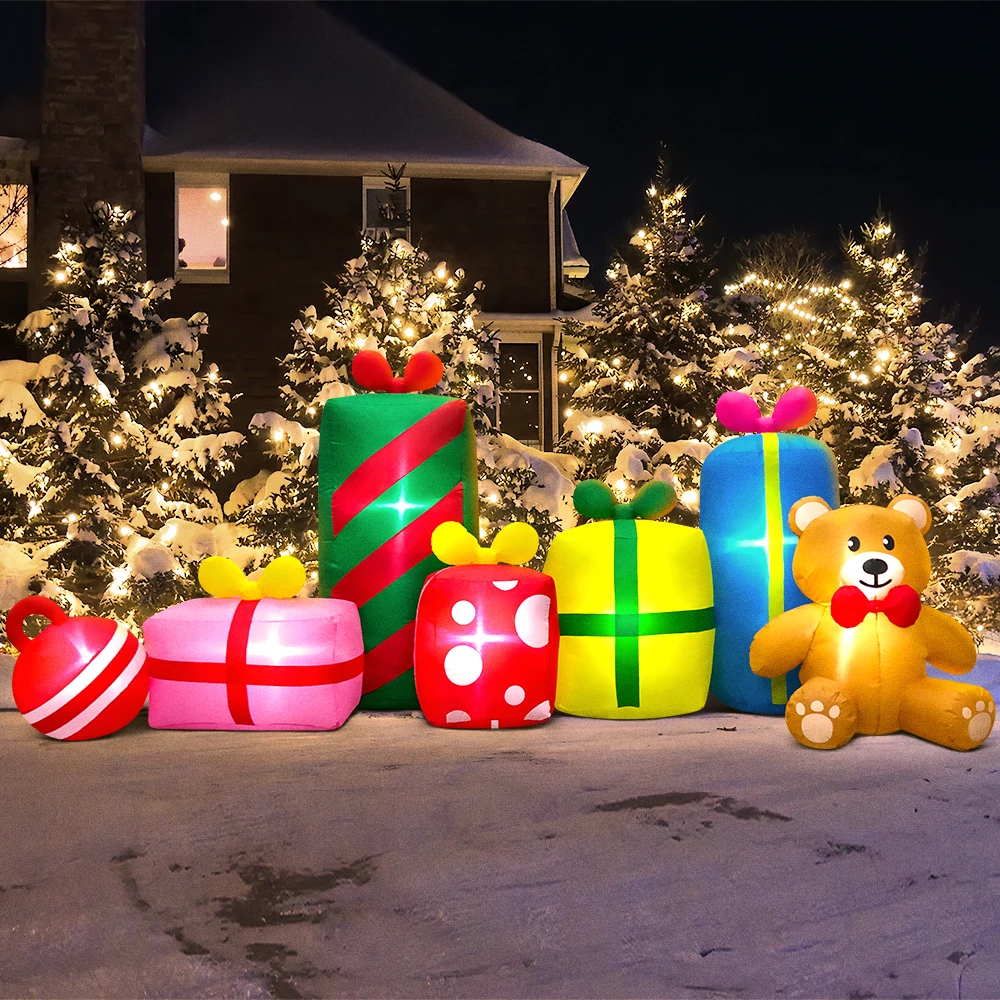 thumbnail image 1 of Nuevo árbol de Navidad de Papá Noel con arco de trineo, decoración inflable para el hogar y exteriores, luz LED, decoración para fiestas de jardín y Año Nuevo, regalos, 1 of 5