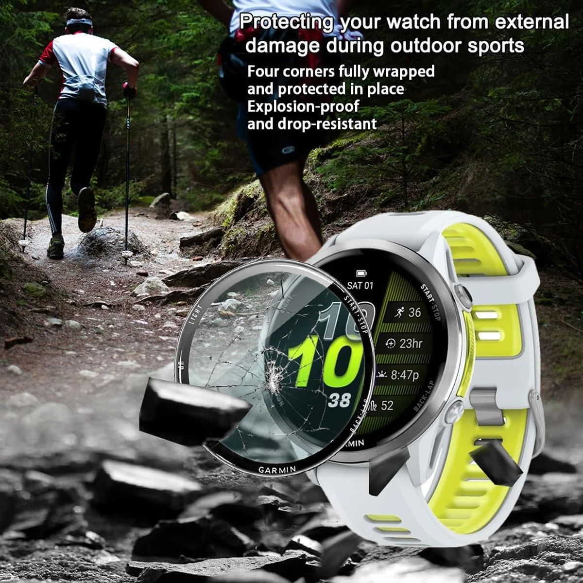 Garmin Forerunner 970 570 42mm 47mm 용 3D 화면 보호기 긁힘 방지 필름 보호 필름 액세서리 (유리가 아님)