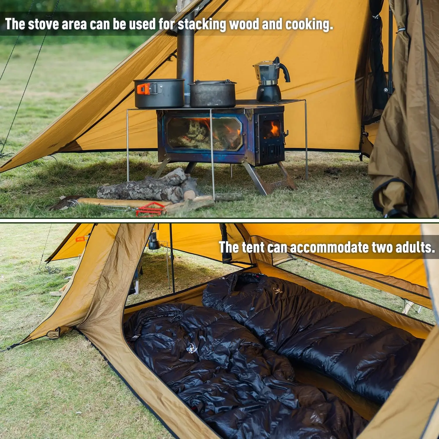 STOVEHUT 70 Hot Tent with Two Tarp Poles and Two Tent Poles 3.0