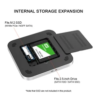 Qwiizlab USB C Hub for Mac Mini M2 M1 with Dual Drive Enclosure SATA NVMe M.2 SSD Type-C 10Gbps SD TF Card Reader Docking Staion - Image 2