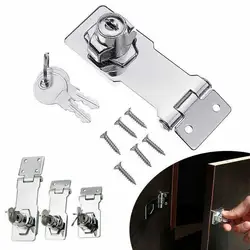 2.5/3/4inch Heavy Duty Locking Hasp with Keys Padlock Cupboard Drawer Wooden Box Lock Self Locking Security Staple Hardware