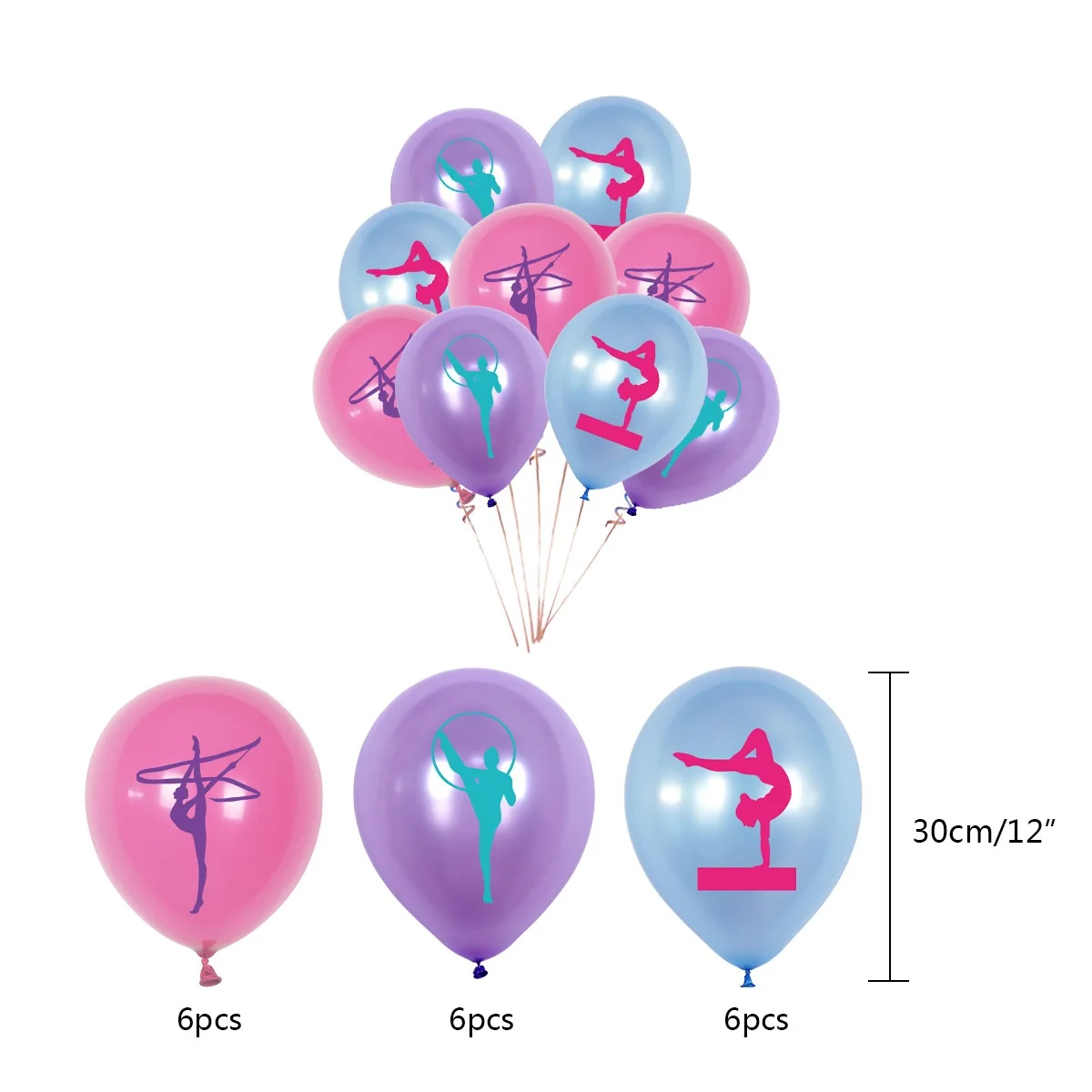 

18pcs Rhythmic Gymnastics Balloons Dance Gymnastics Balloons for Dance Game Sports Theme Baby Shower Birthday Party Decorations