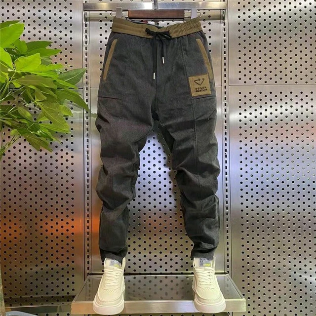 Nuevos Pantalones De Hombre Cintura Elástica Pana Moda Streetwear Al Aire  Libre Jogging Para Hombres