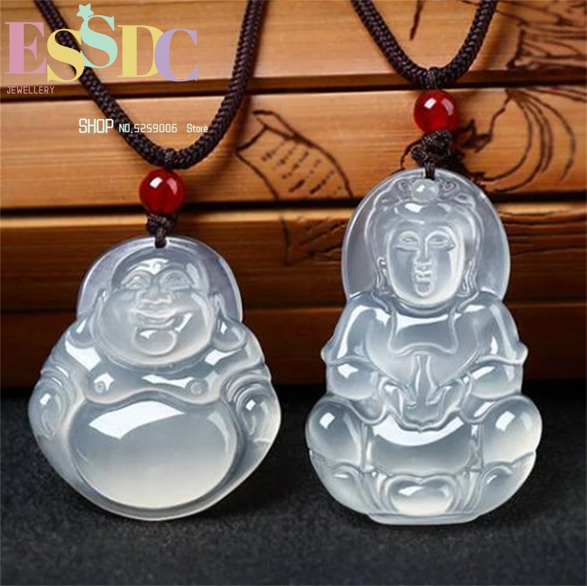 

Natural Ice Chalcedony Buddha Pendant Maitreya Guanyin Necklace Fashion Men's And Women's Jewelry Wholesale Amulet Gift Charm