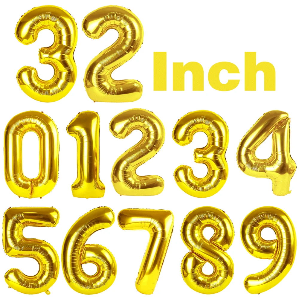 Mehrfarbige Luftballons mit großen Zahlen, 32 Zoll, 1, 2, 3, 4, 5, 6, 7, 8, 9, Helium-Ziffern-Ballon, Geburtstag, Hochzeit, Party-Dekoration, große Figuren – Detail 4