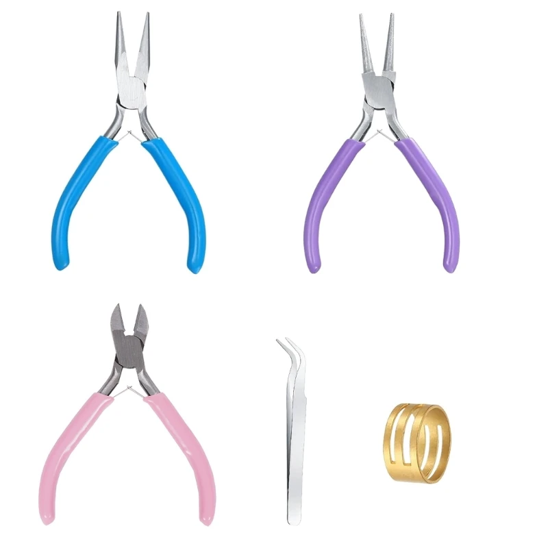 바늘 코 펜치, 둥근 코 펜치 및 보석 만들기/수리를위한 와이어 커터와 펜치 도구를 만드는 3Pcs 쥬얼리
