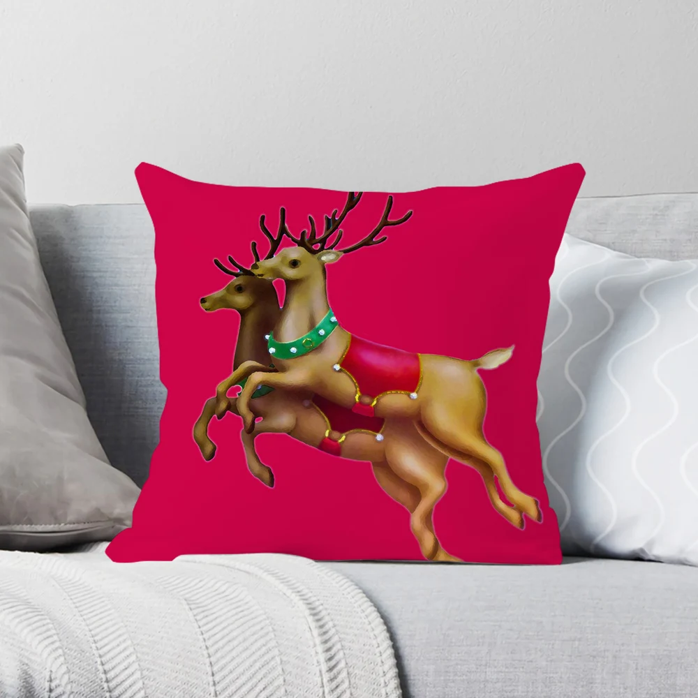 

CLOOCL Pillowcase Santa Claus's Reindeer PrintCushion Cover for Home Sofa Car Decor Fashion Red Pillowslip Cartoon Pillowcase