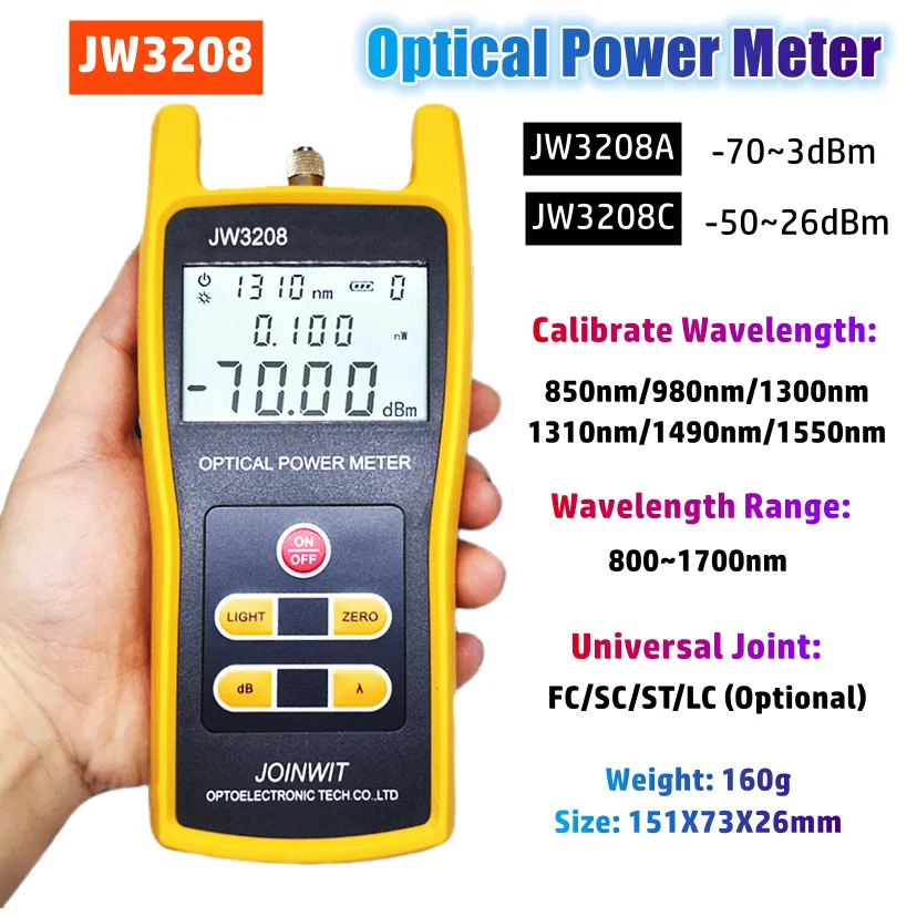 JW3208HandheldOpticalPowerMeter706dBm5026dBmFiberOpticPower