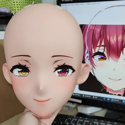 

(GLA022) персонаж на заказ Смола половина головы японская анимация Косплей кросс-парадная кукла аниме маска кигуруми с глазами и париком